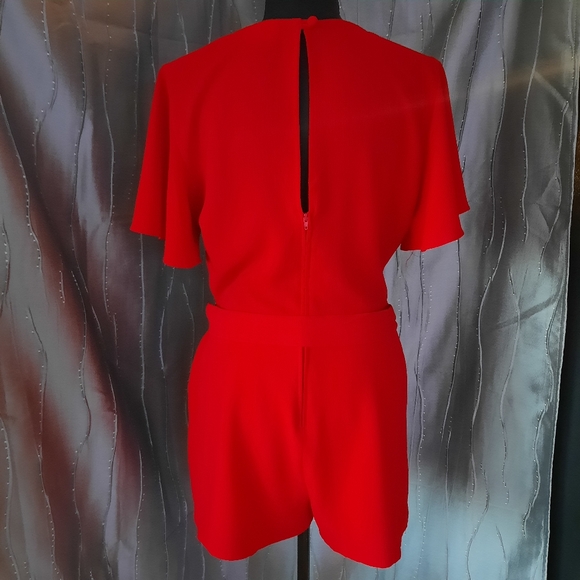 Premier Amour Faux Wrap Romper Shorts Jumpsuit Red Womens Size 10 - Picture 5 of 14